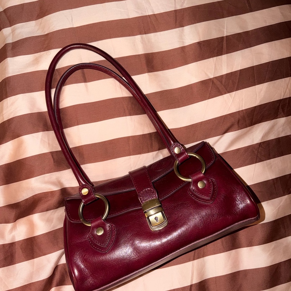 Women’s Italian Burgundy Leather Shoulder Bag- NEVER USED- bought in Florence